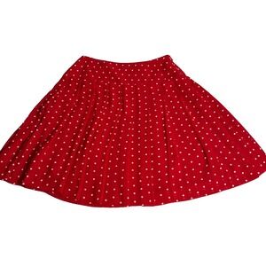 Pleated Red White Polka Dot Mini Skirt  Women's 6 Petite Preppy Teacher Career